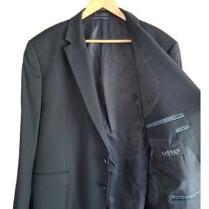 Ralph Lauren‎ Sport Coat Wool Black Blazer Jacket Mens Size 50, Black Label